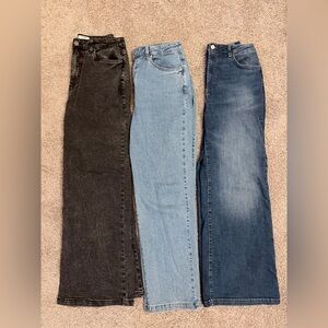 Cotton On High-Rise Jeans Trio — Black, Light Blue, Dark Blue